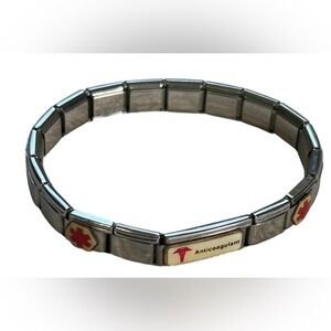 MEDICAL ALERT CHARM BRACELET STAINLESS STEEL UNISEX